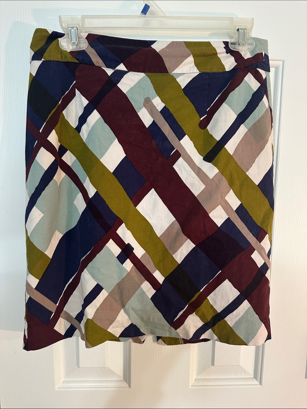 Merona Multicolor Geometric Mini Skirt in Navy, Olive & Burgundy